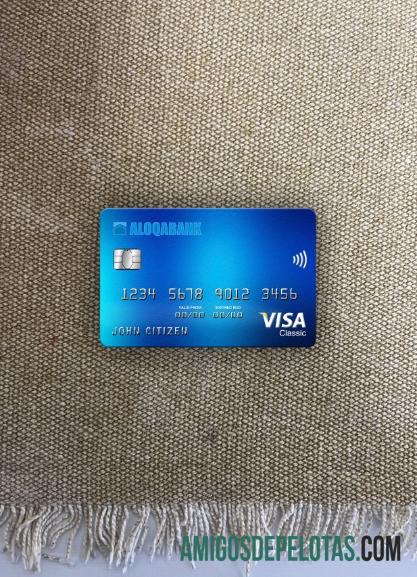 Uzbekistan Aloqabank visa classic kartu tampilan foto depan makering