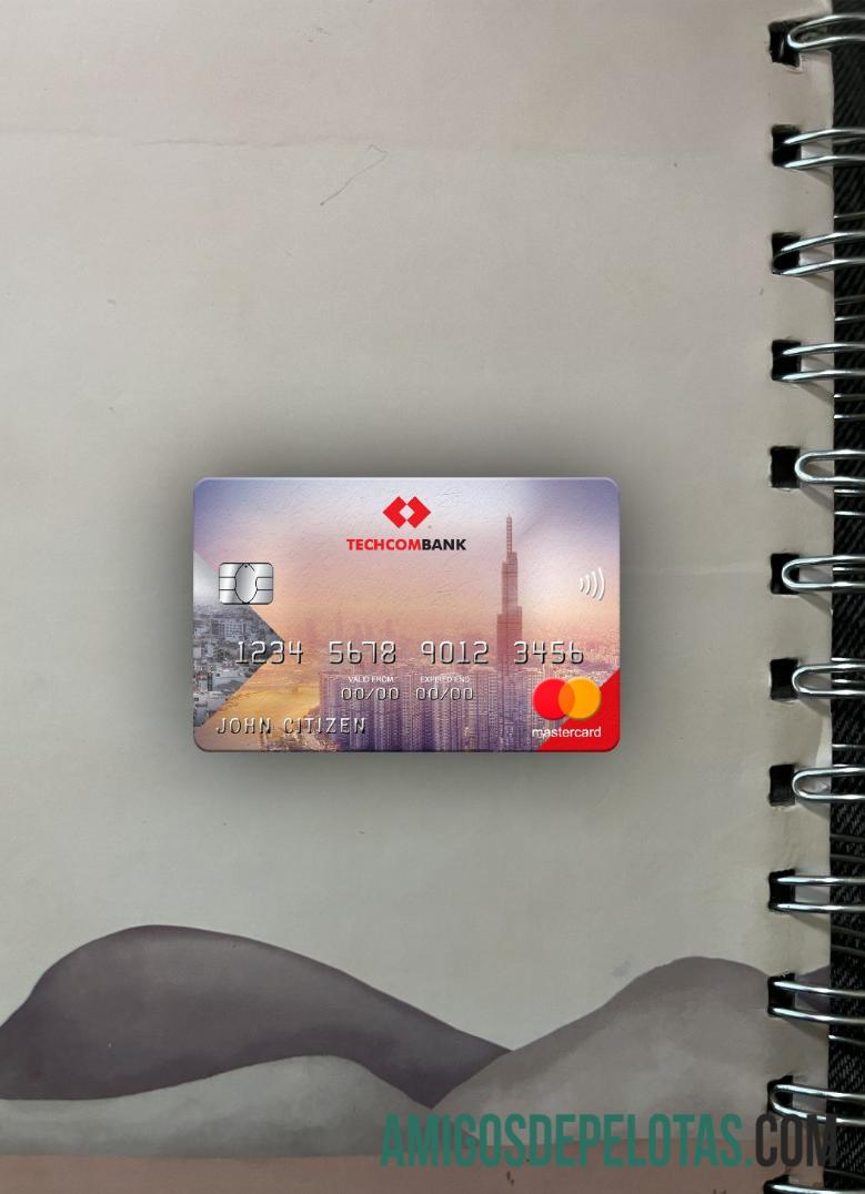 Vietnam Techcombank mastercard tampilan foto depan templat
