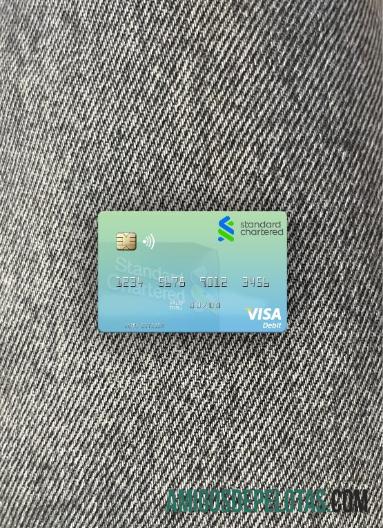 Zimbabwe standar Chartered visa Debit kartu tampilan foto depan templat