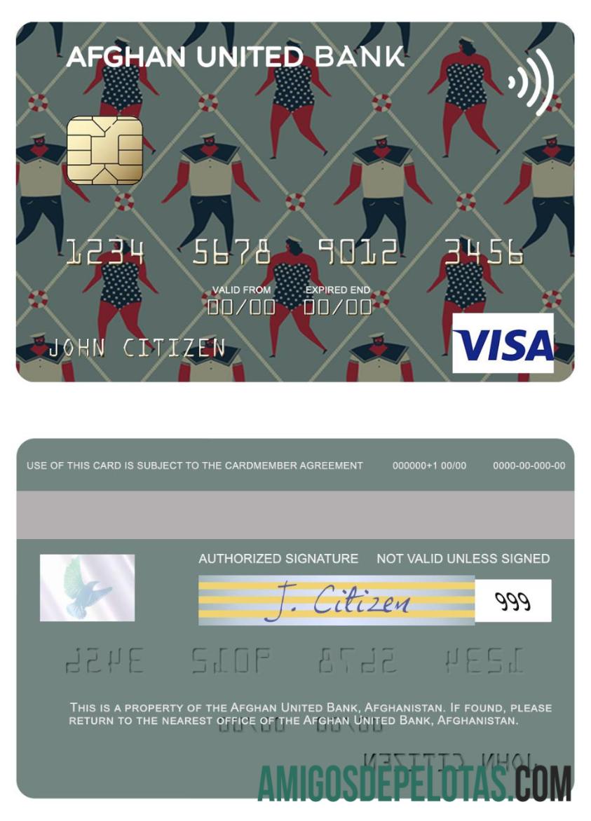 Afganistan Afghan United bank visa kartu makering