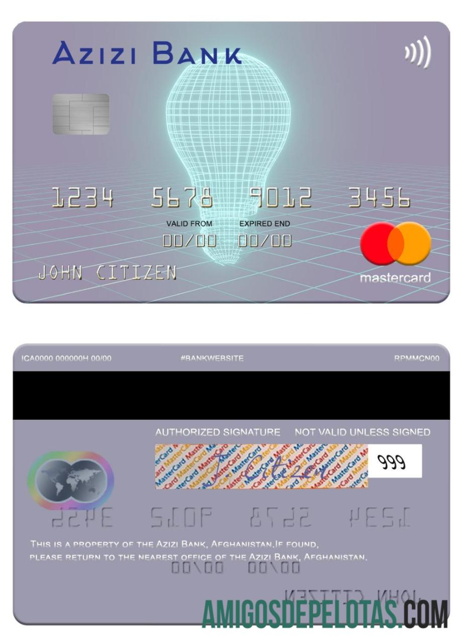 Afganistan Azizi bank mastercard makering