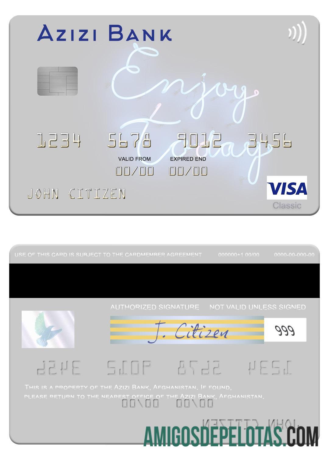 Afganistan Azizi bank visa kartu pratinjau