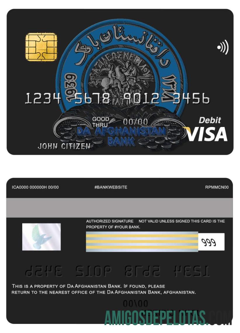 Afganistan Da bank visa kartu templat
