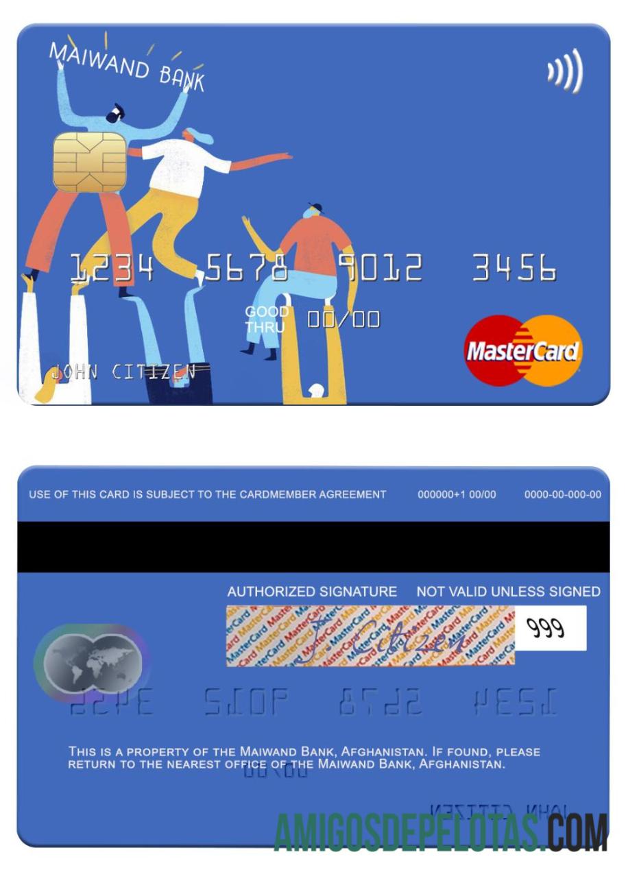 Afganistan Maiwand bank mastercard makering