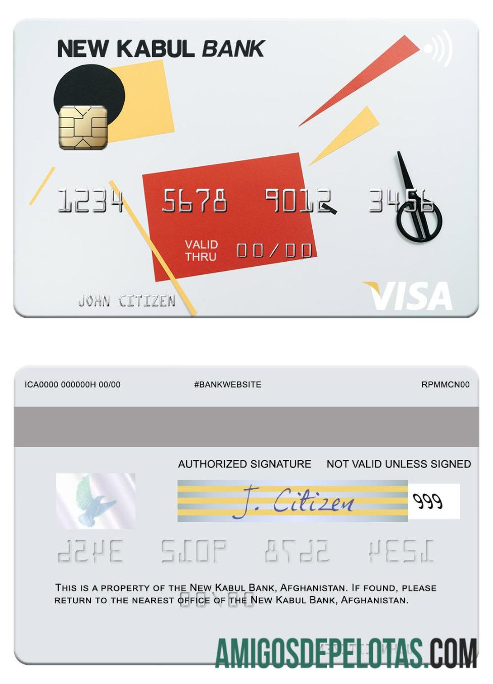 Afganistan Baru Kabul bank visa kartu templat