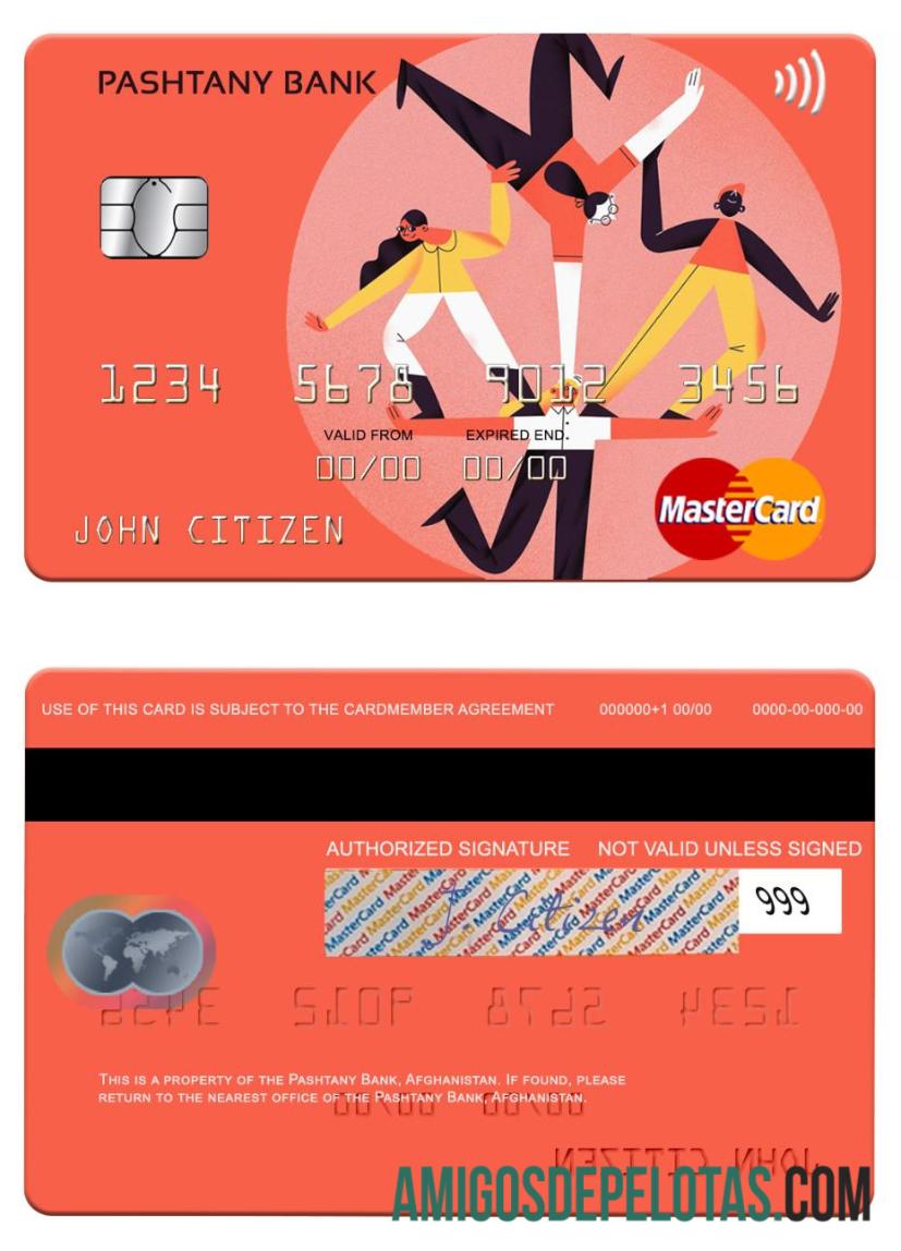 Afganistan Pashtany bank mastercard sampel
