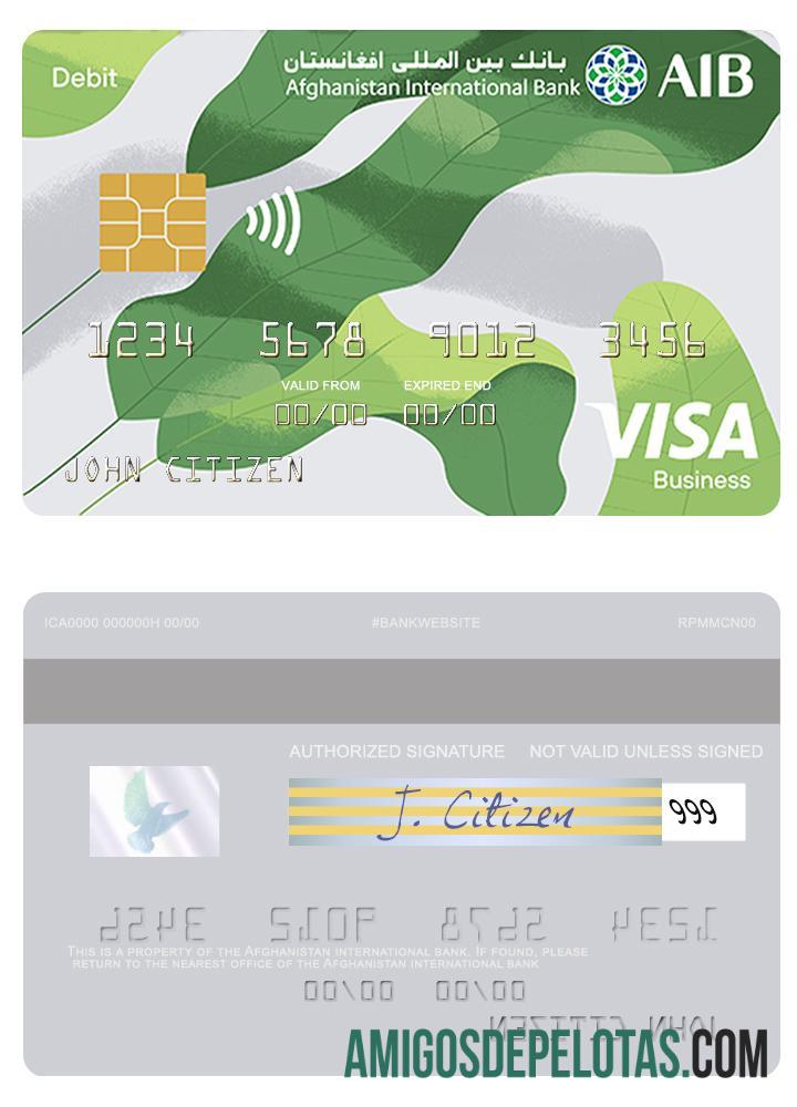 Afganistan international bank visa bisnis Debit kartu desain