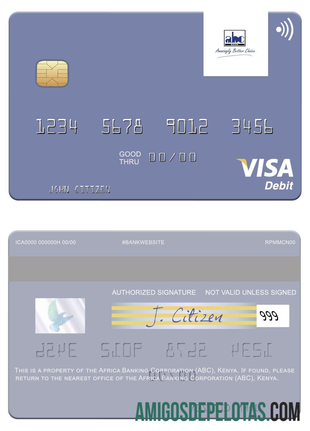 Africa Banking Corporation (ABC) Kenya visa Debit kartu desain