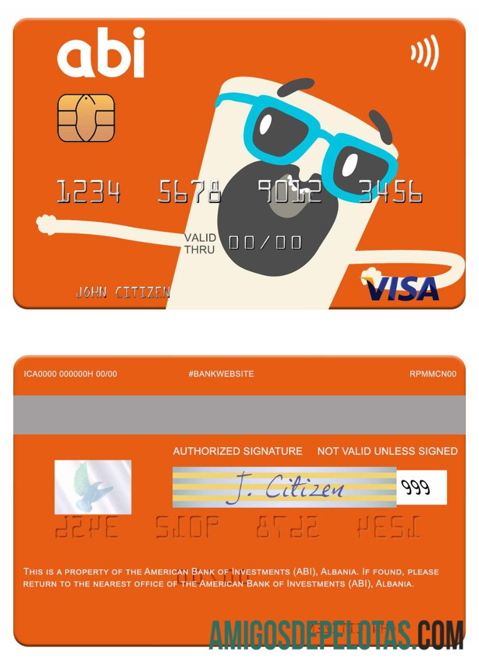 Albania American bank of Investments (ABI) visa kartu templat