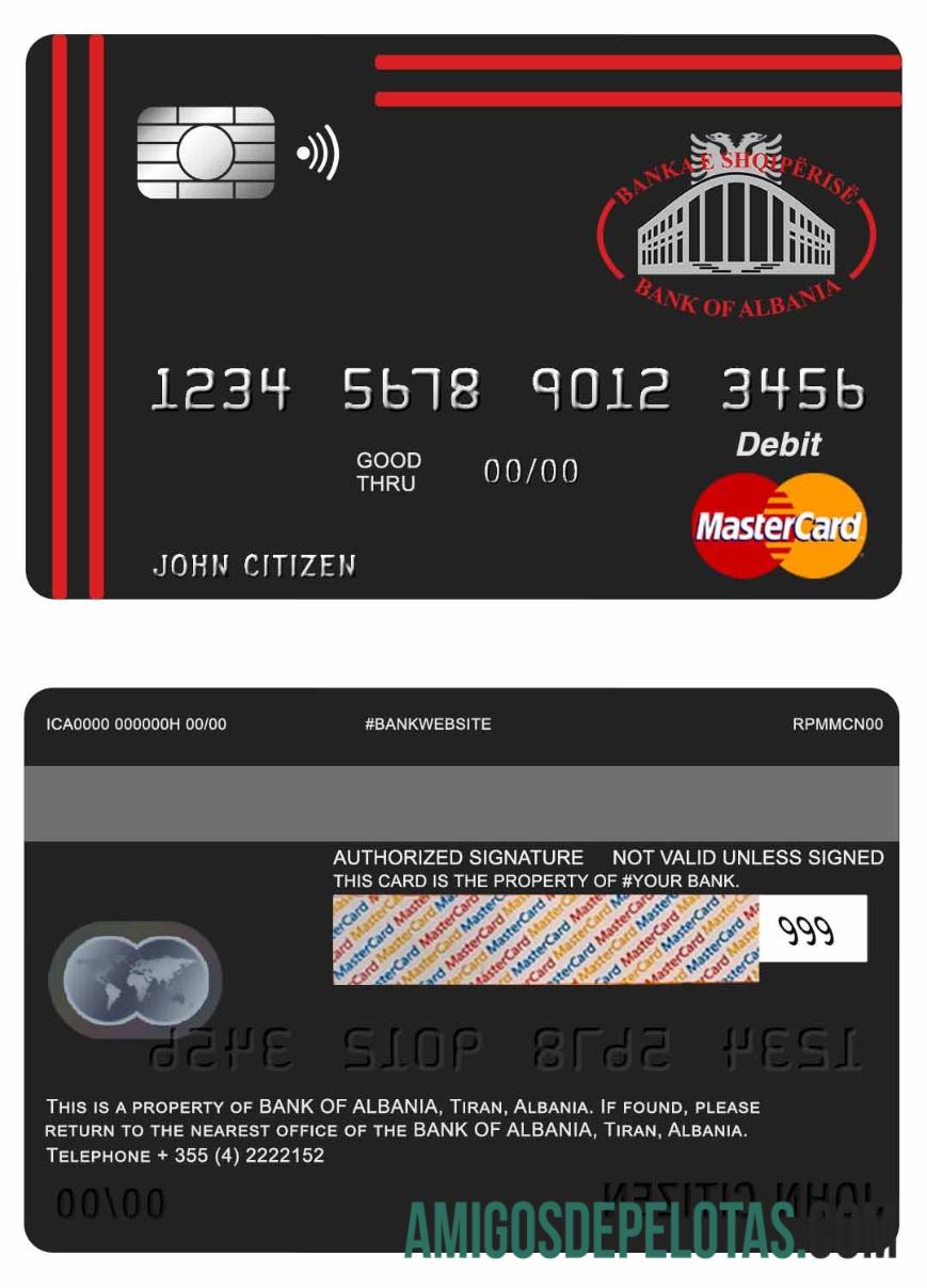 Albania bank of Albania mastercard Debit kartu pratinjau