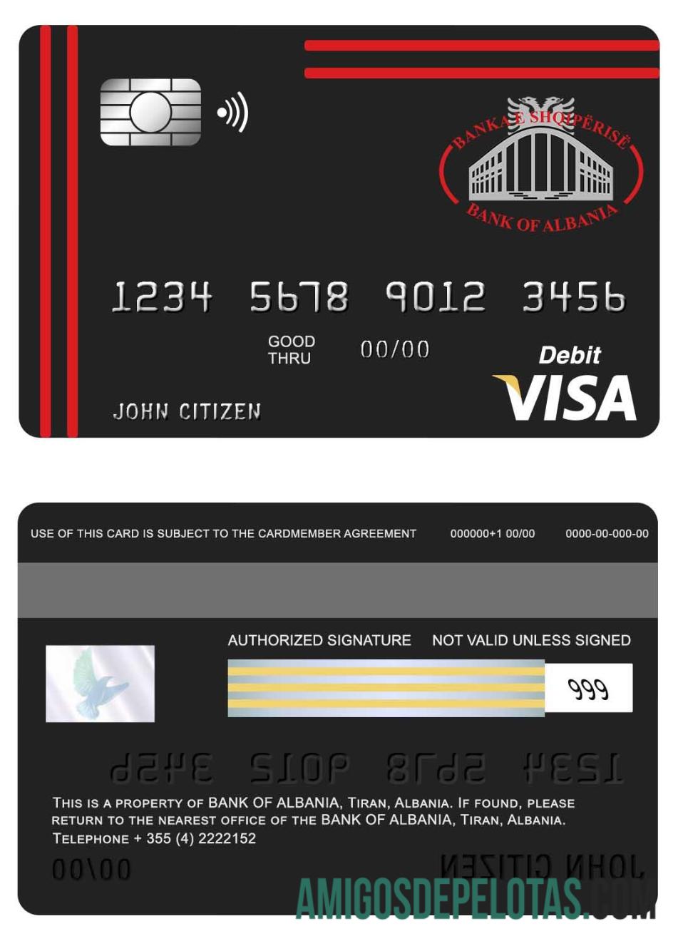 Albania bank of Albania visa kartu desain