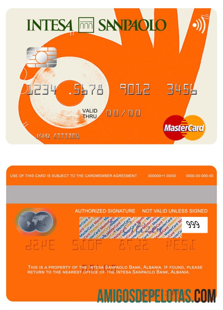 Albania Intesa Sanpaolo bank mastercard templat