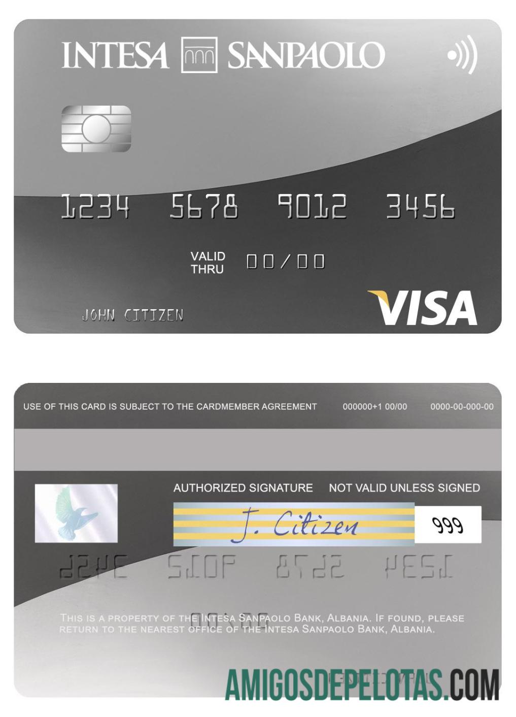 Albania Intesa Sanpaolo bank visa kartu sampel