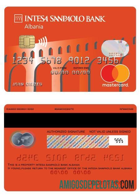 Albania Intesa Sanpaolo bank Debit mastercard sampel
