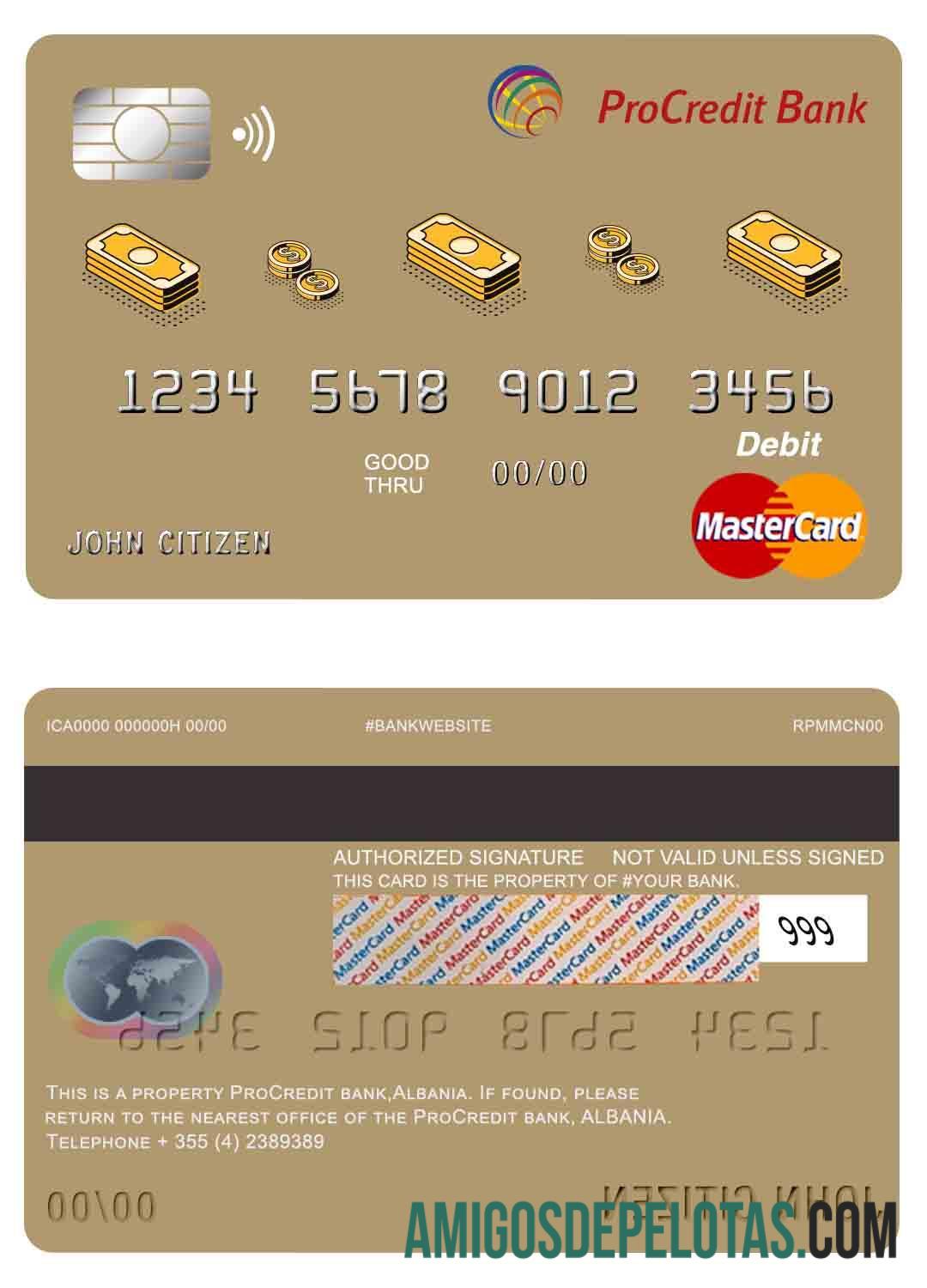 Albania Procredit bank master kartu sampel