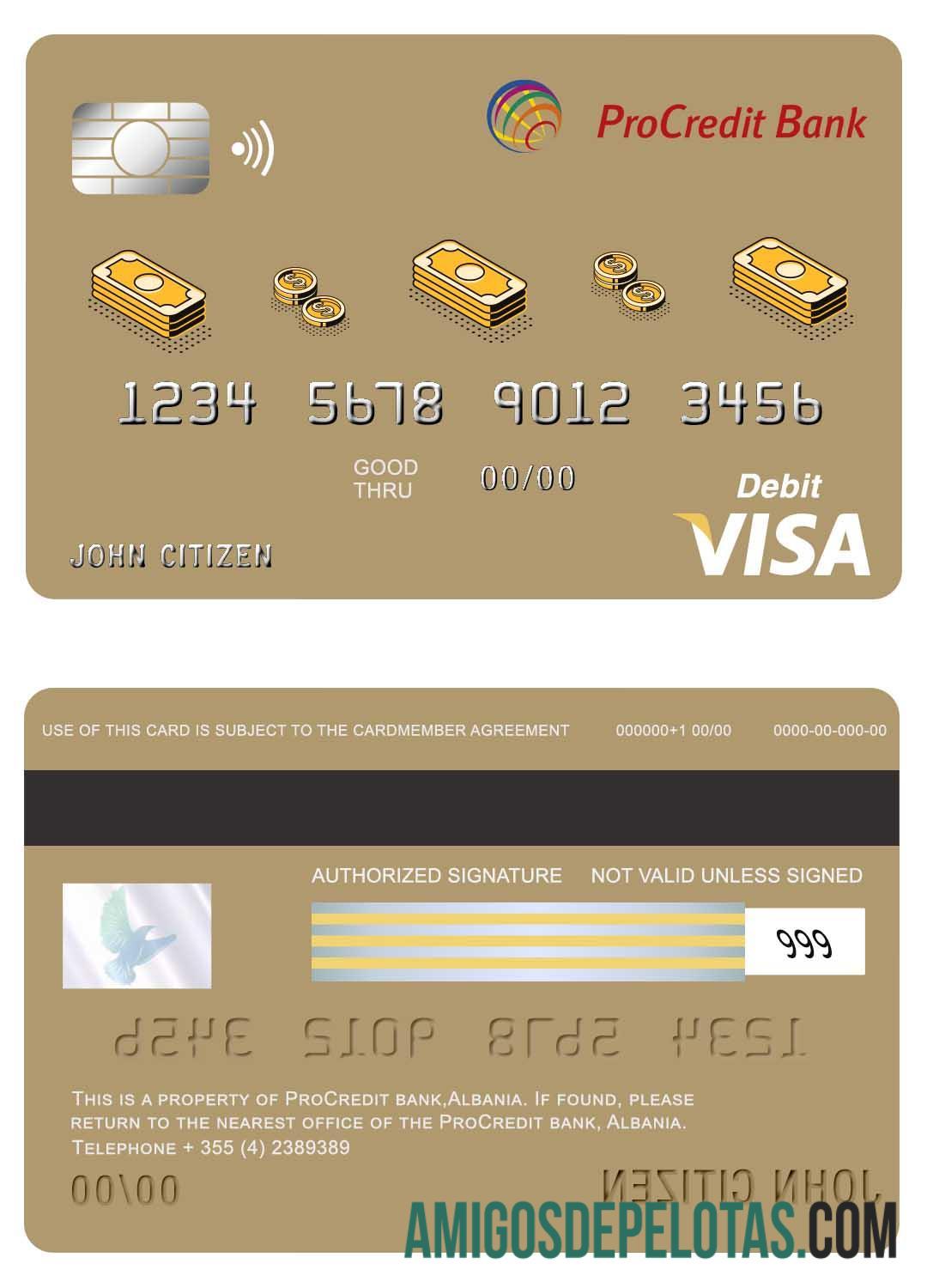 Albania Procredit bank visa kartu makering