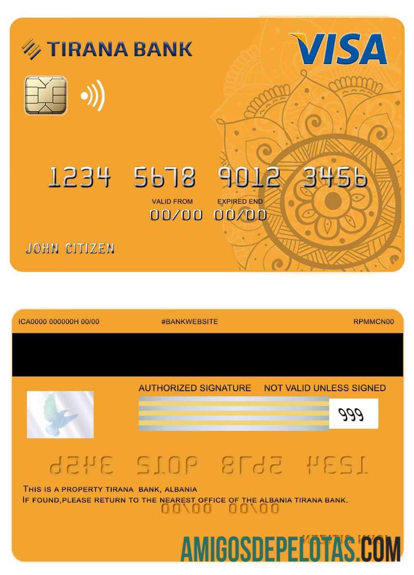 Albania Tirana bank visa kartu sampel