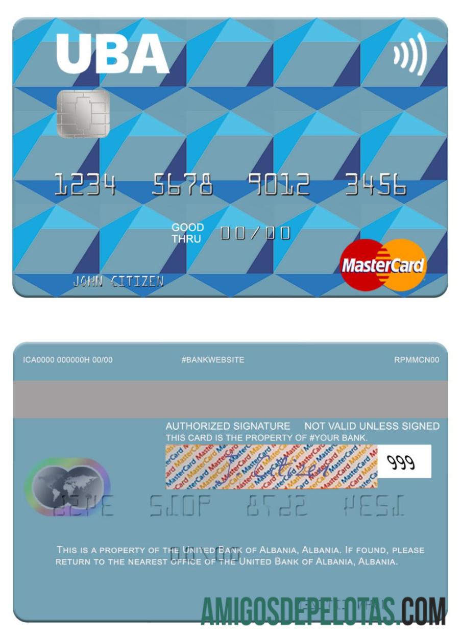 Albania United bank of Albania mastercard templat
