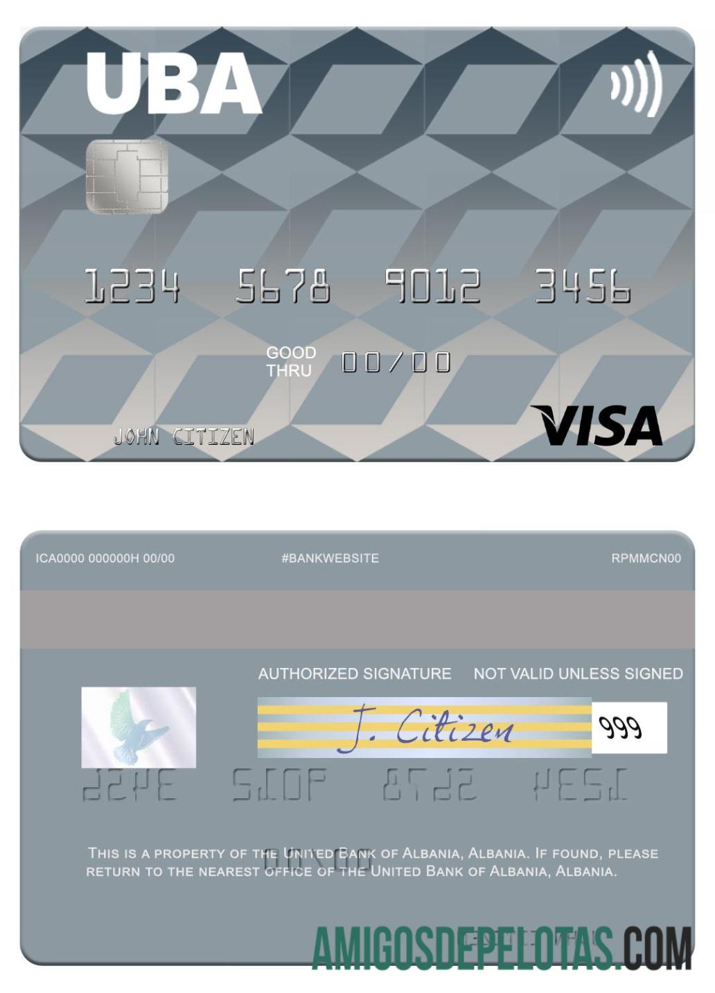 Albania United bank of Albania visa kartu pratinjau