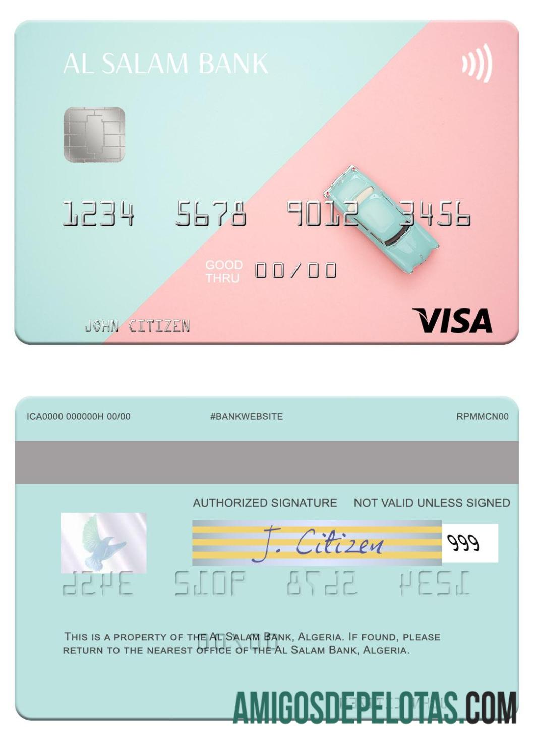 Aljazair Al Salam bank visa kartu sampel