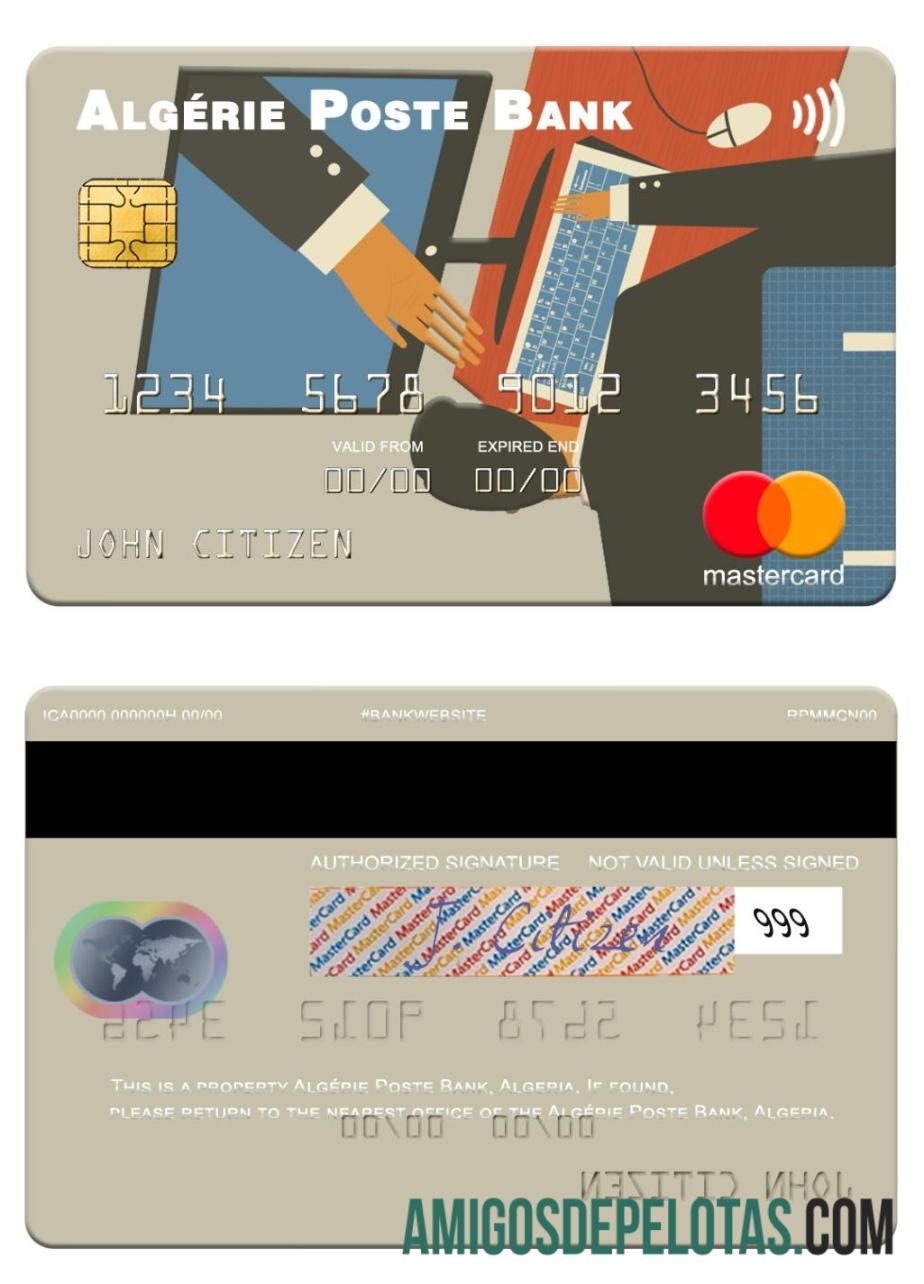 Aljazair Alge╠ürie Poste bank mastercard templat
