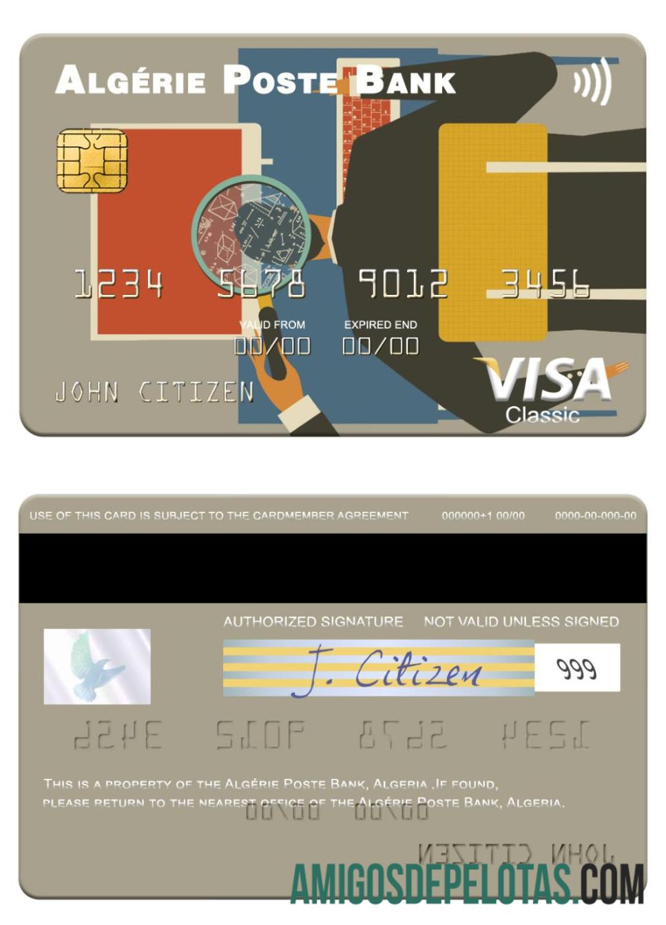 Aljazair Alge╠ürie Poste bank visa kartu desain