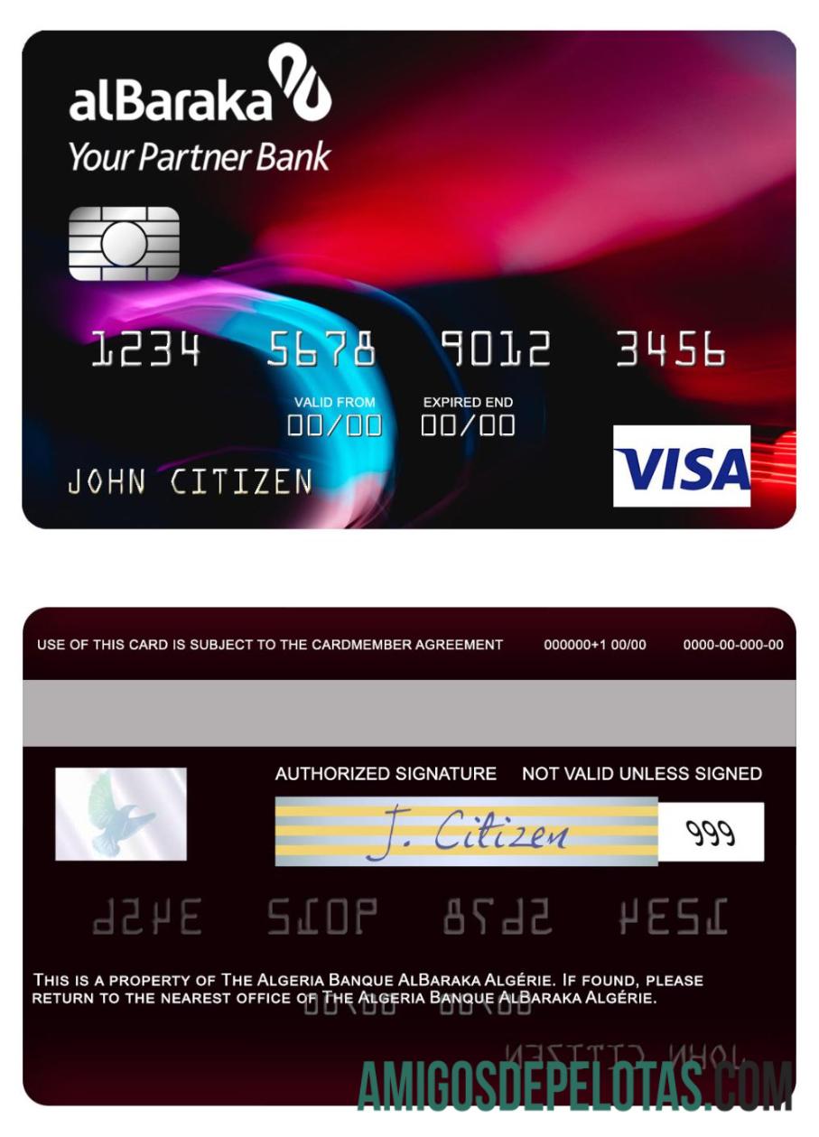Aljazair Banque AlBaraka Alge╠ürie visa kartu sampel