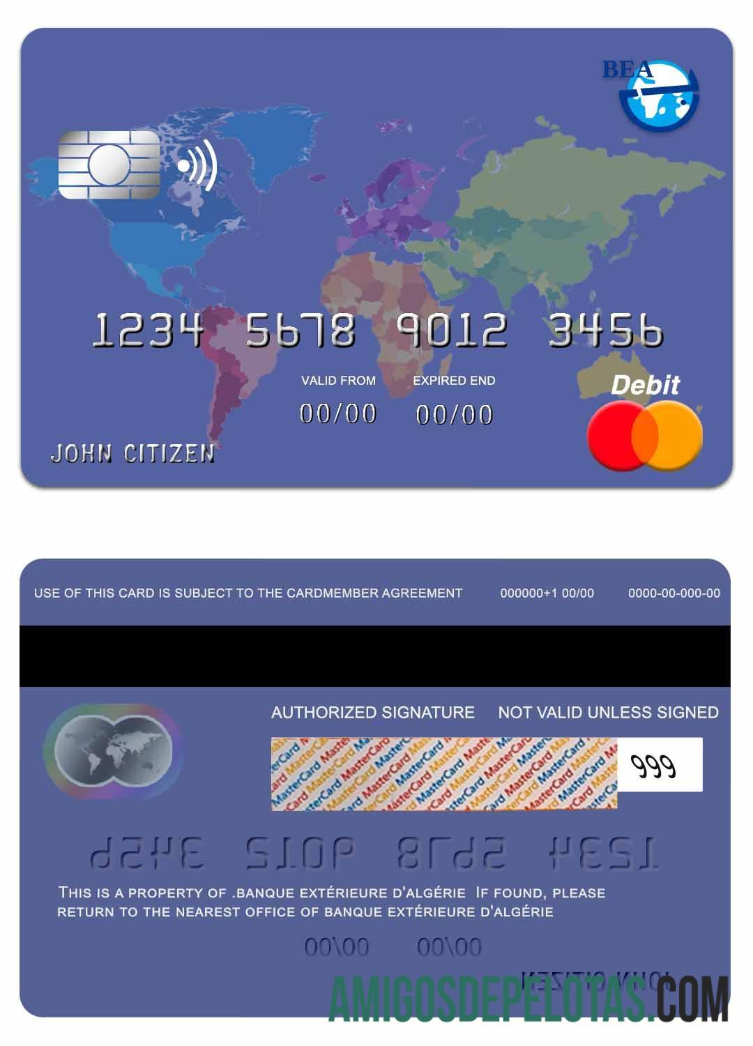 Aljazair Banque Exte╠ürieure D'alge╠ürie mastercard templat