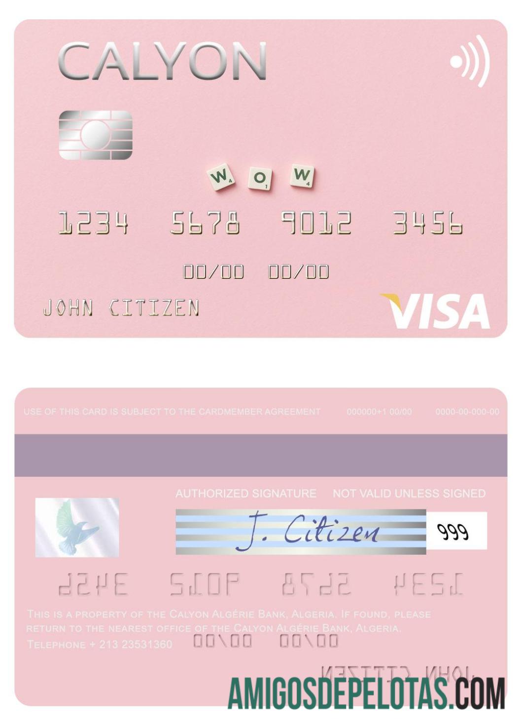 Aljazair Calyon Alge╠ürie bank visa kartu pratinjau