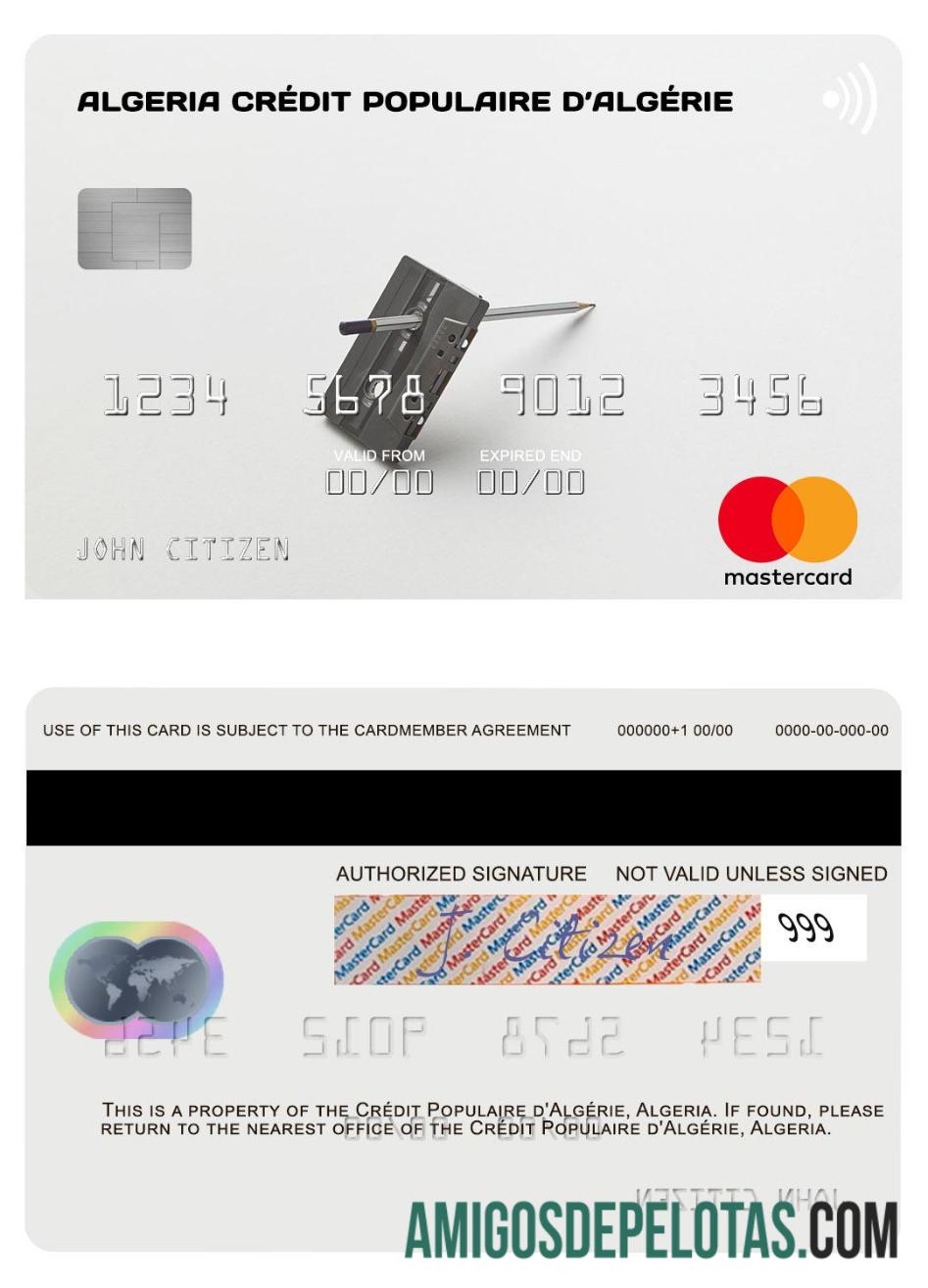 Aljazair Cre╠üdit Populaire dΓÇÖAlge╠ürie mastercard sampel