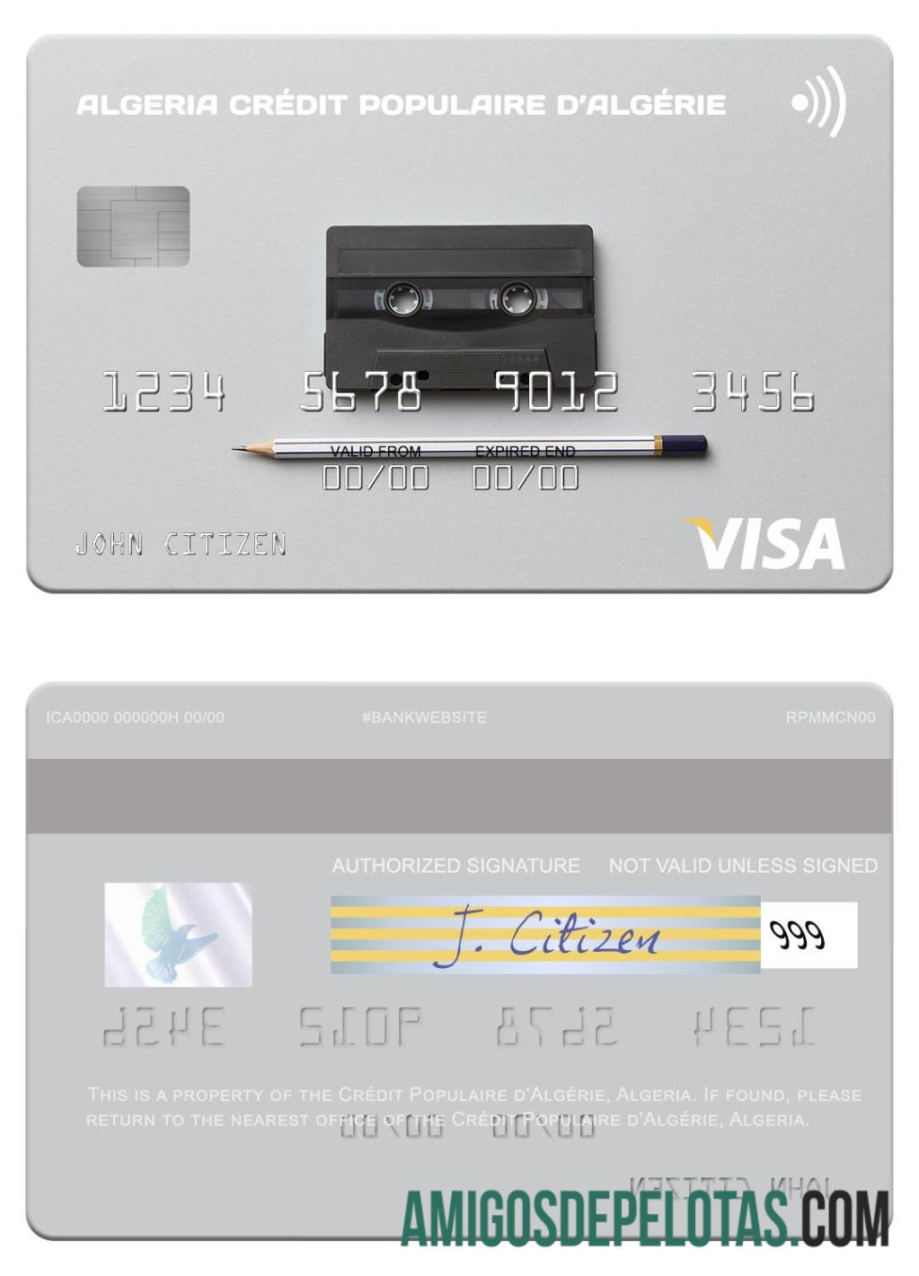 Aljazair Cre╠üdit Populaire dΓÇÖAlge╠ürie visa kartu desain