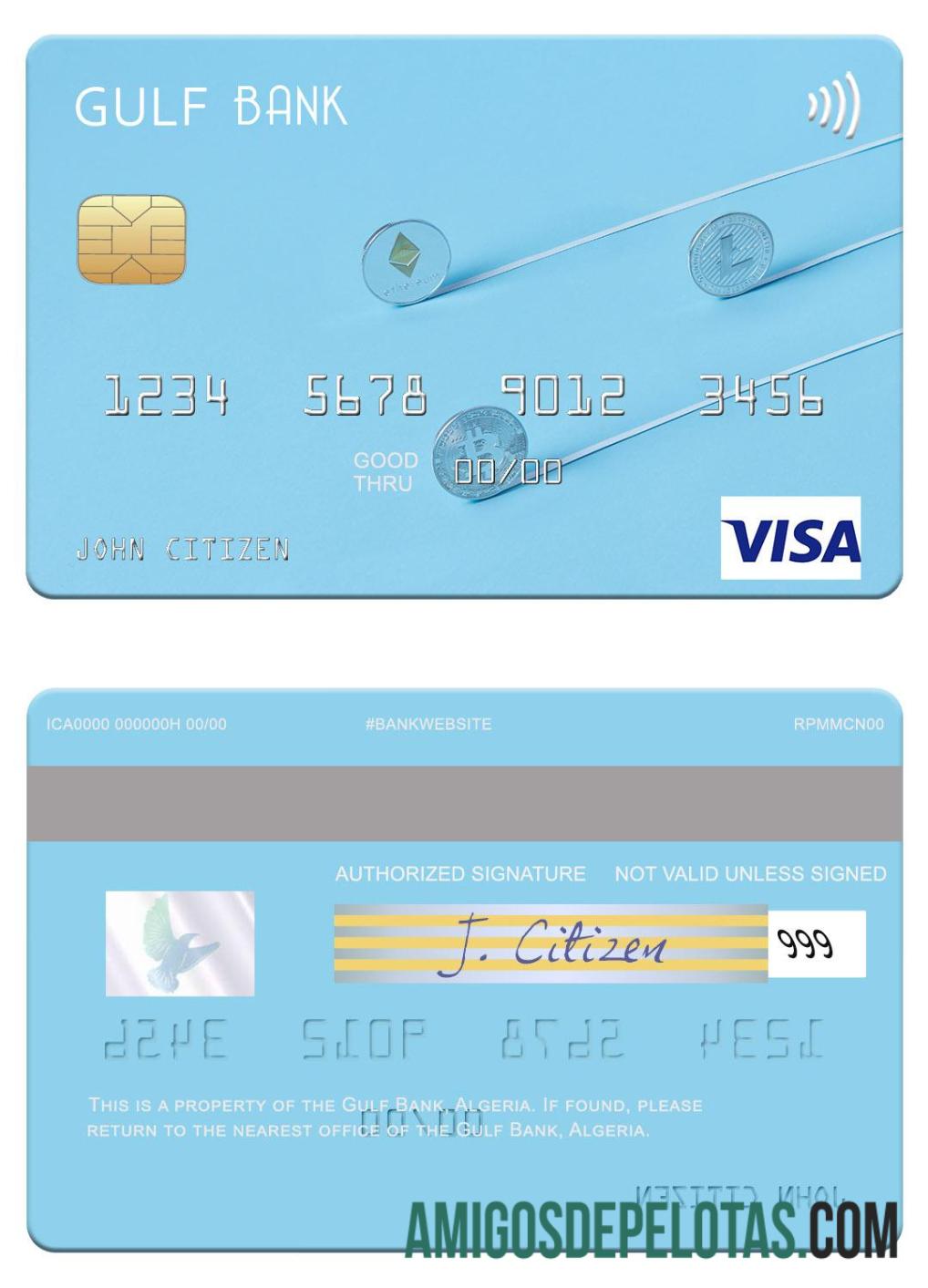 Aljazair Gulf bank visa kartu sampel