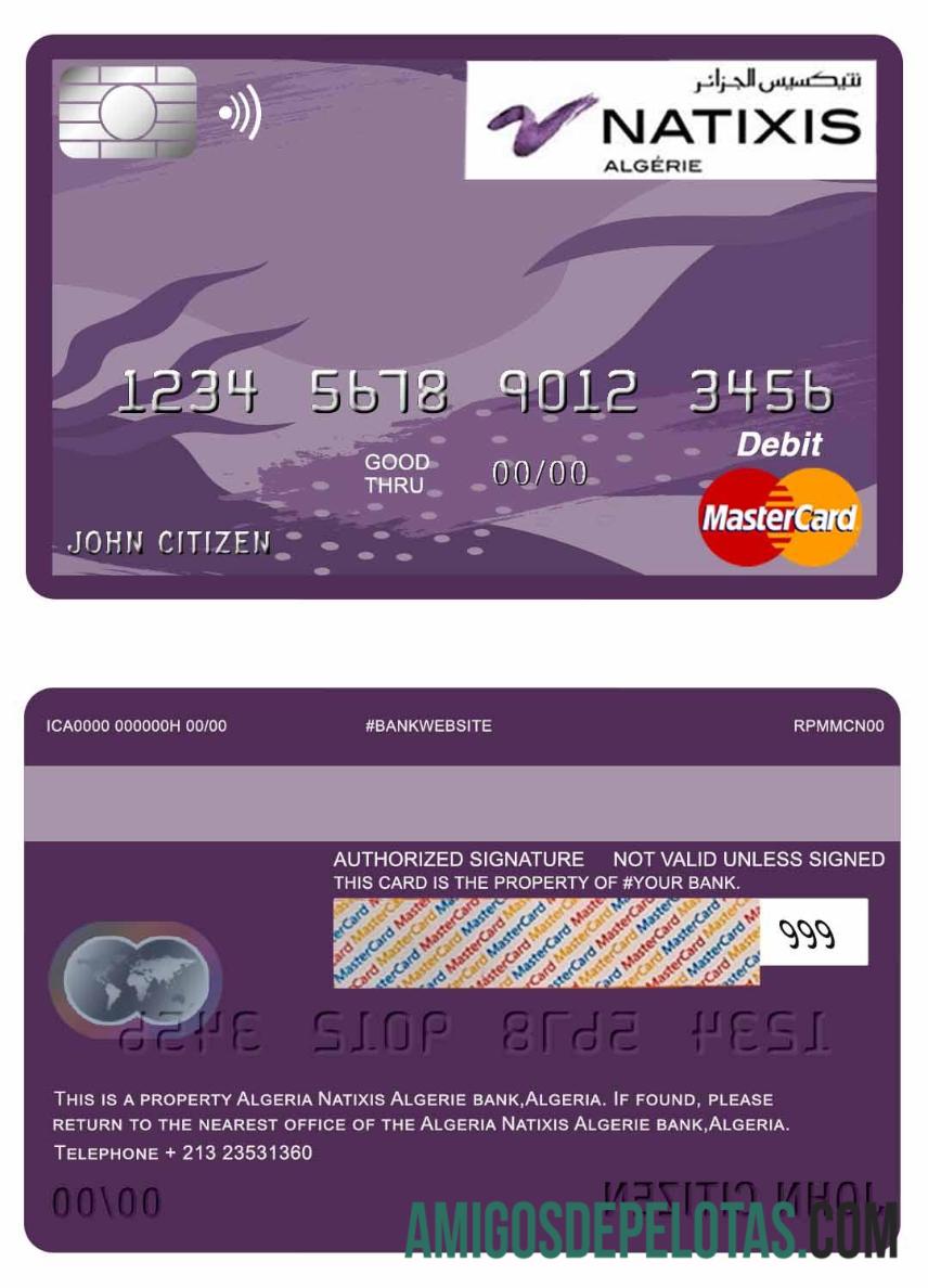 Aljazair Natixis Algerie bank master Debit kartu desain