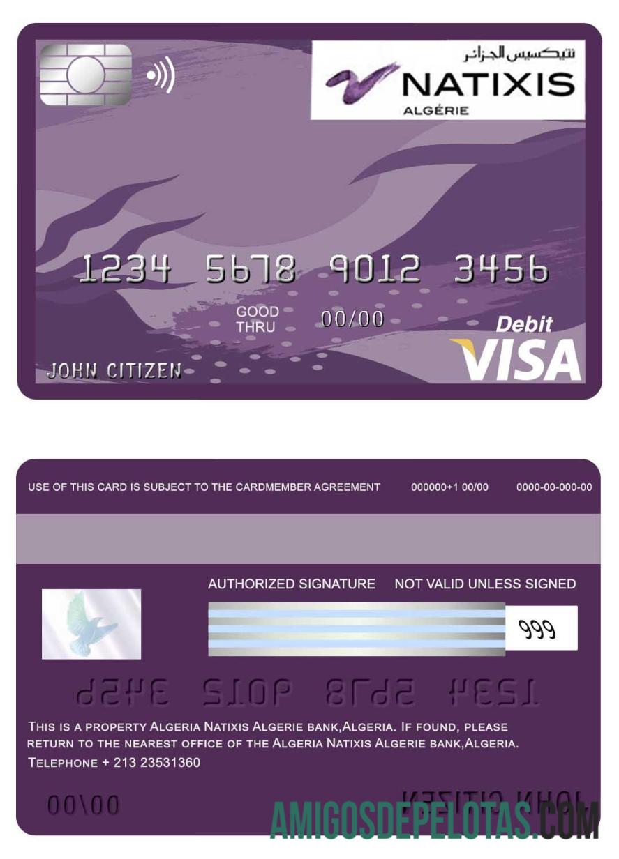 Aljazair Natixis Algerie bank visa kartu desain