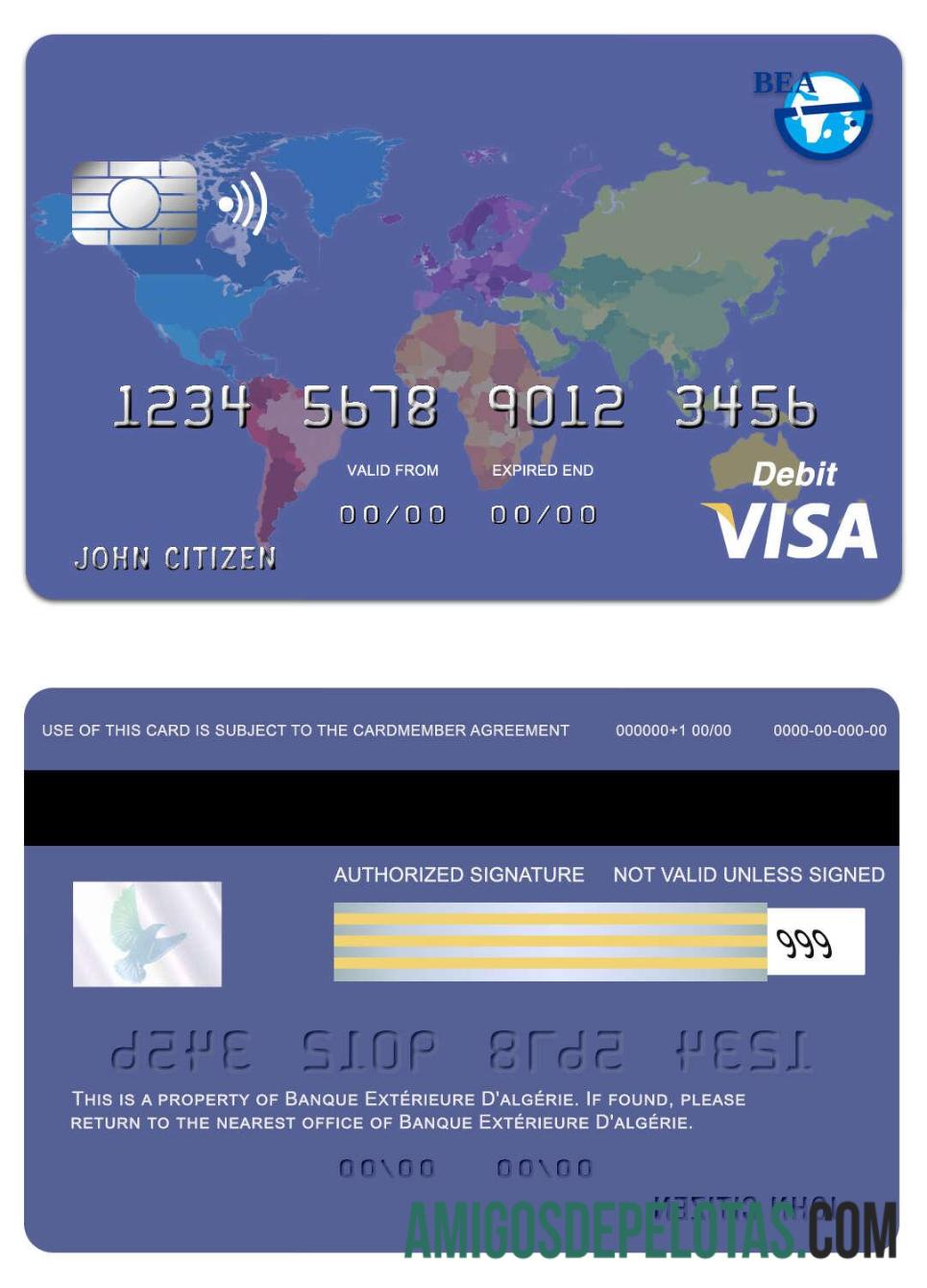 Aljazair banque exte╠ürieure d'alge╠ürie visa kartu pratinjau