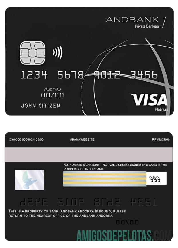 Andorra Andbank visa platinum kartu desain