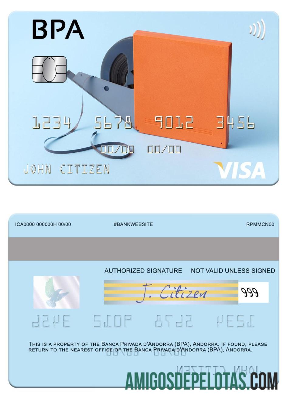 Andorra Banca Privada d'Andorra (BPA) visa kartu makering
