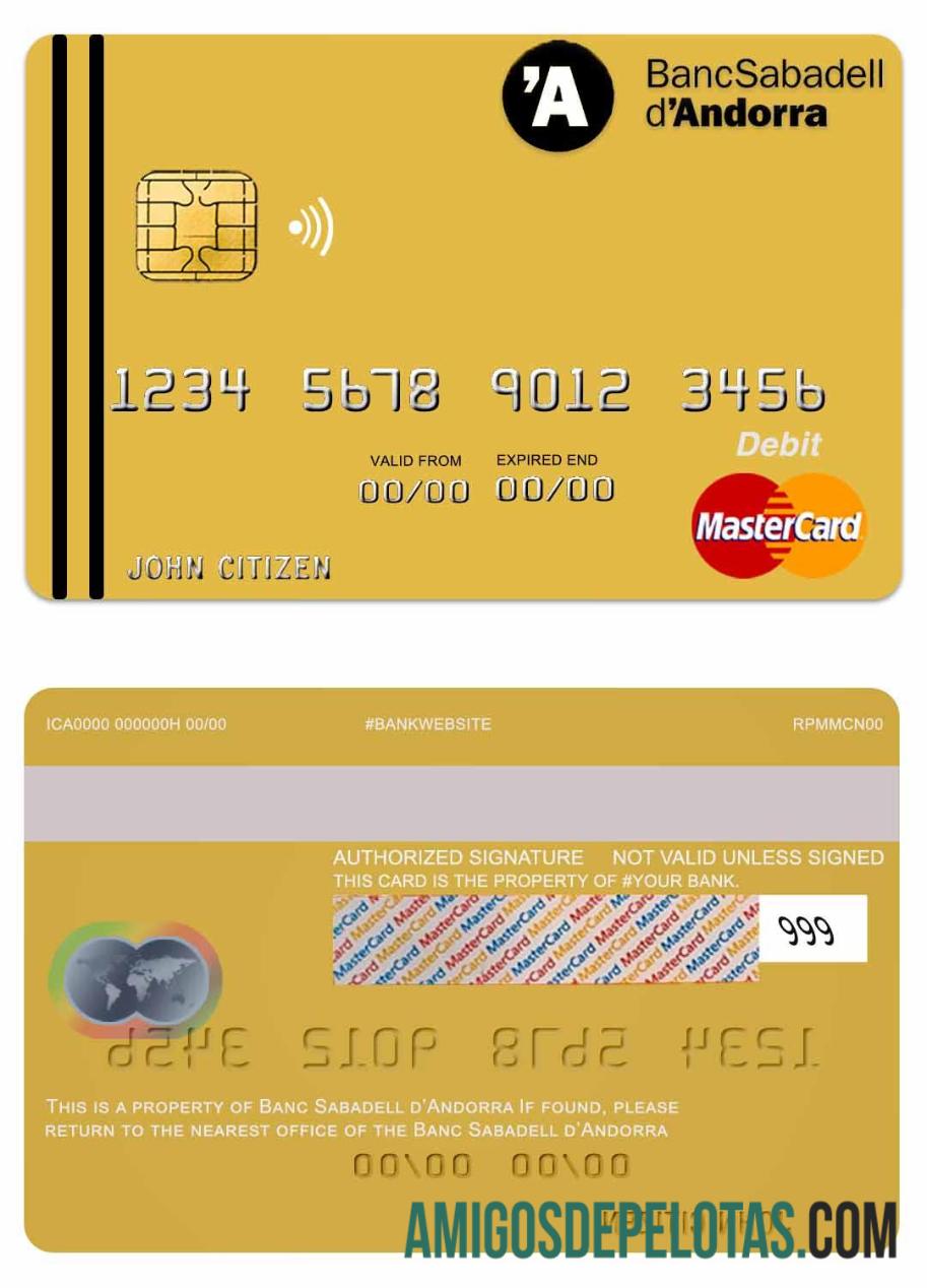 Andorra bank Sabadell mastercard makering
