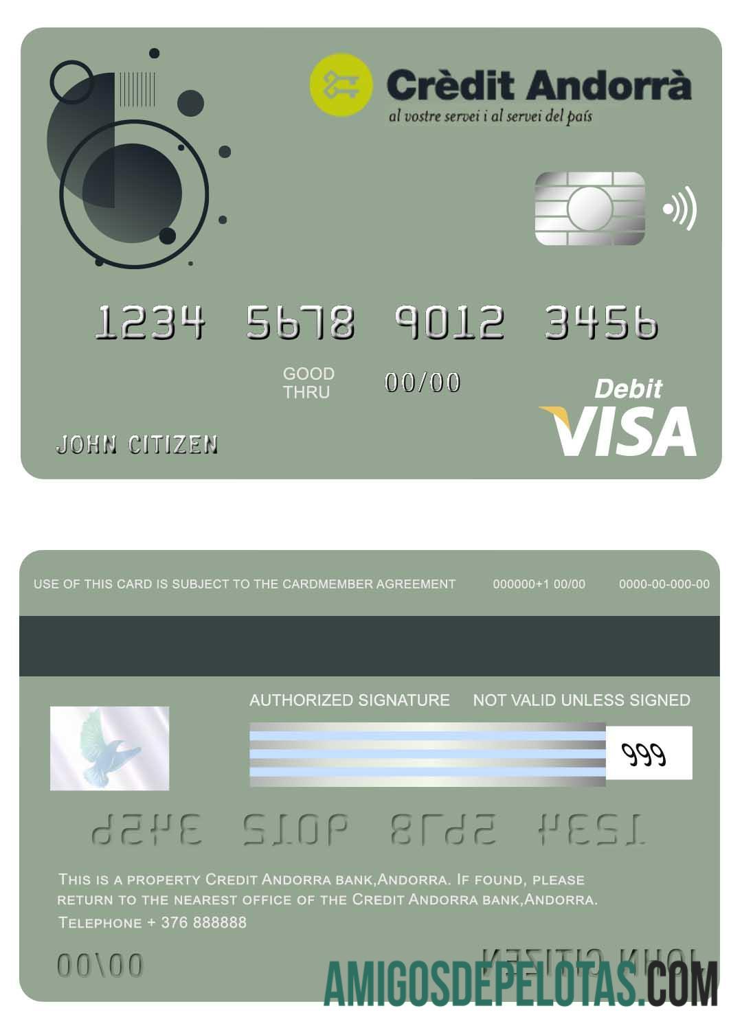 Andorra Kredit Andorra bank visa kartu desain
