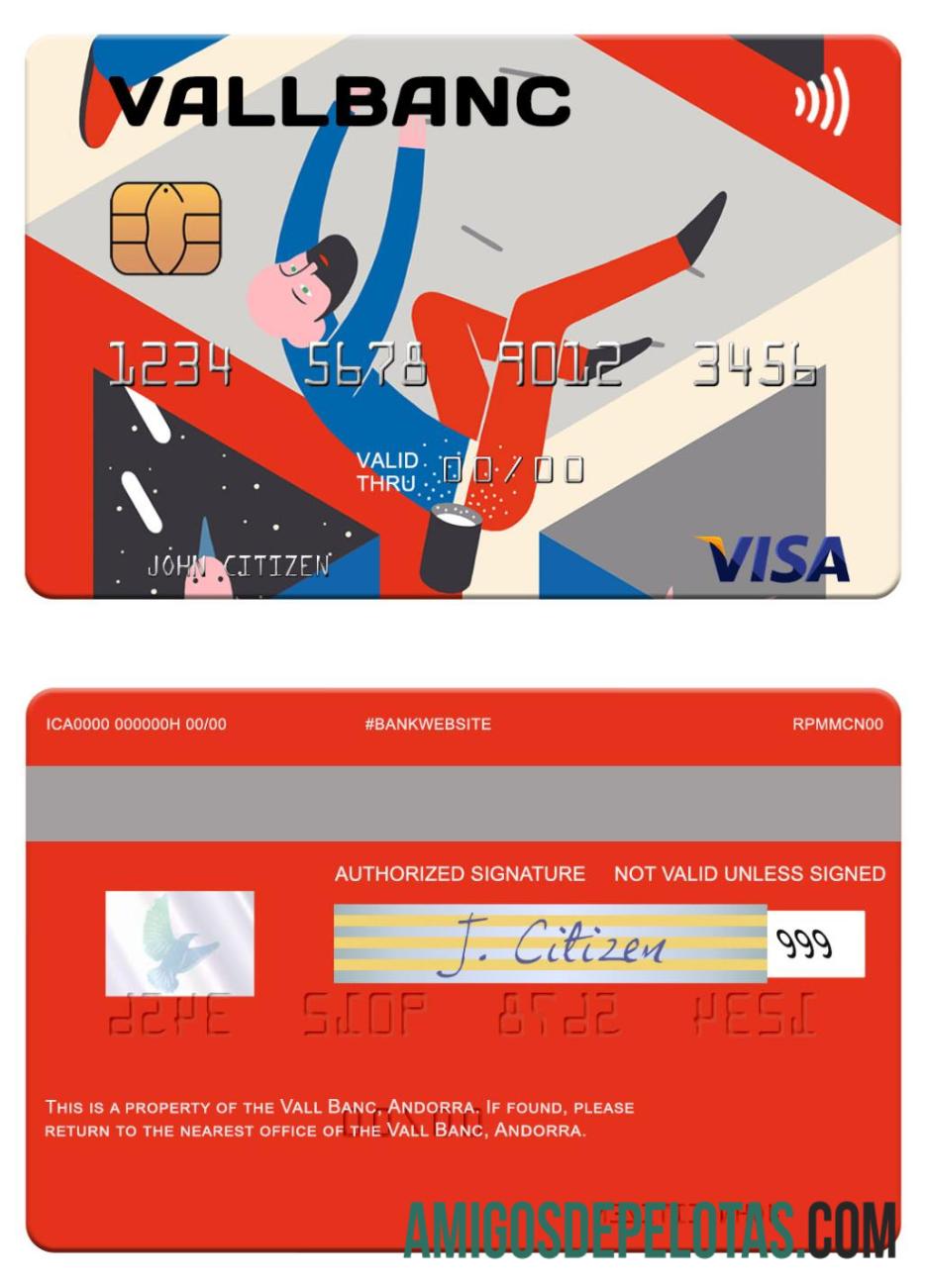 Andorra Vall Banc visa kartu sampel