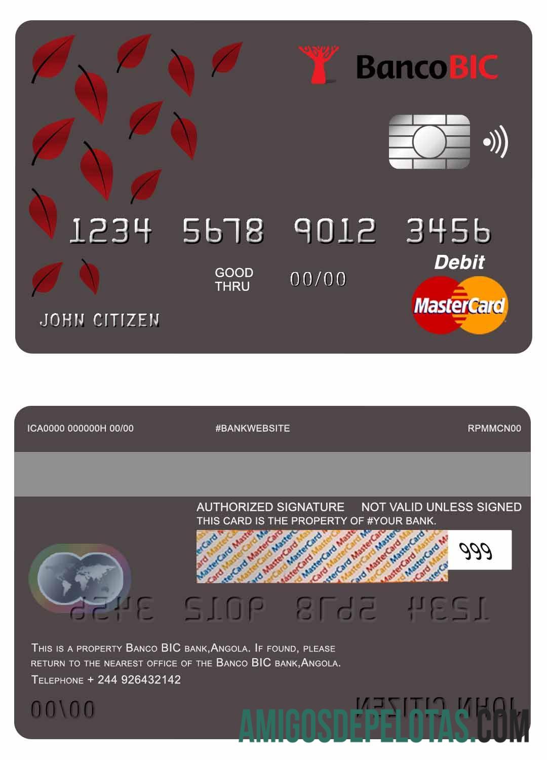 Angola Banco BIC bank mastercard Debit kartu pratinjau
