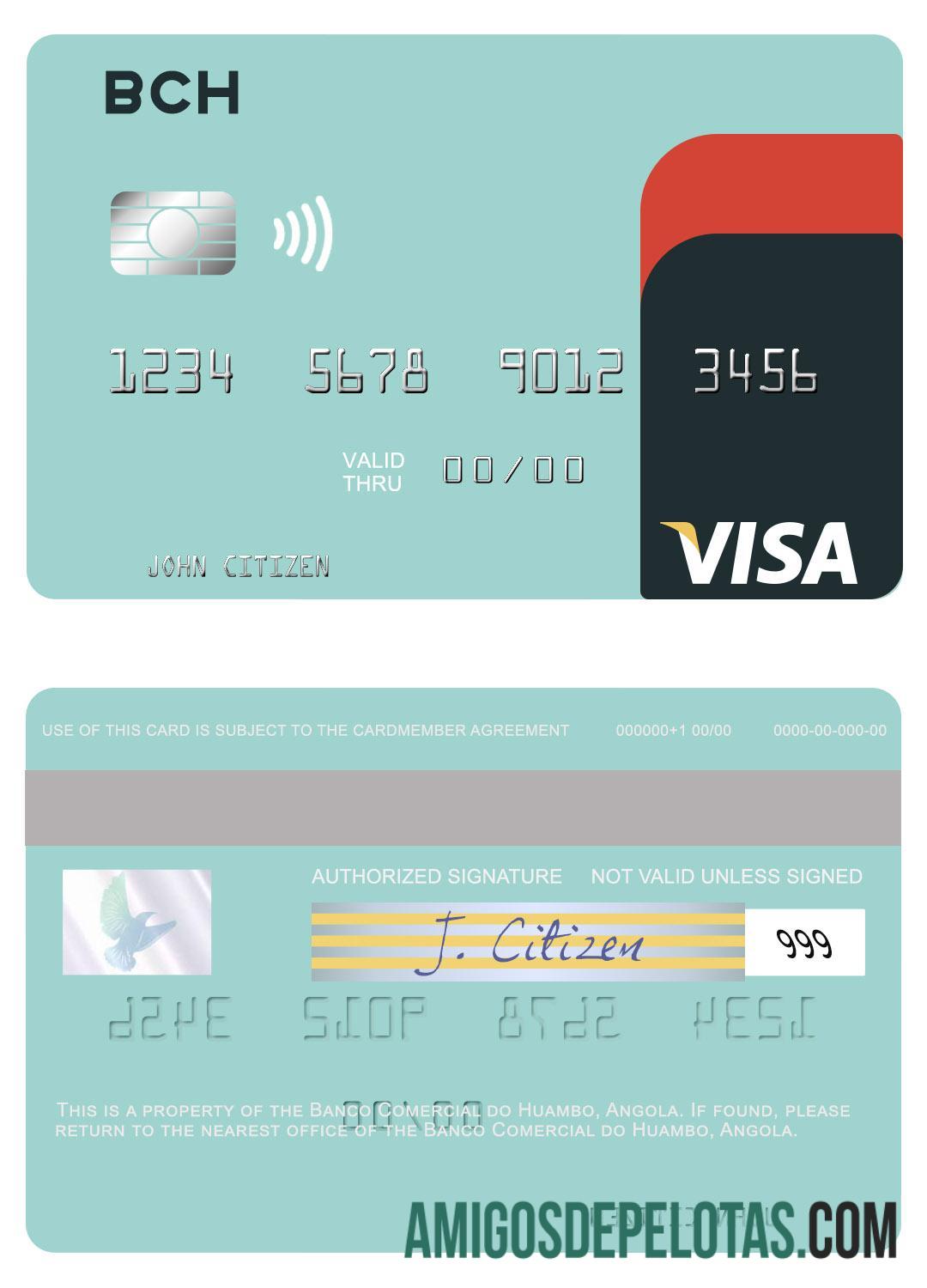Angola Banco Comercial do Huambo visa kartu sampel