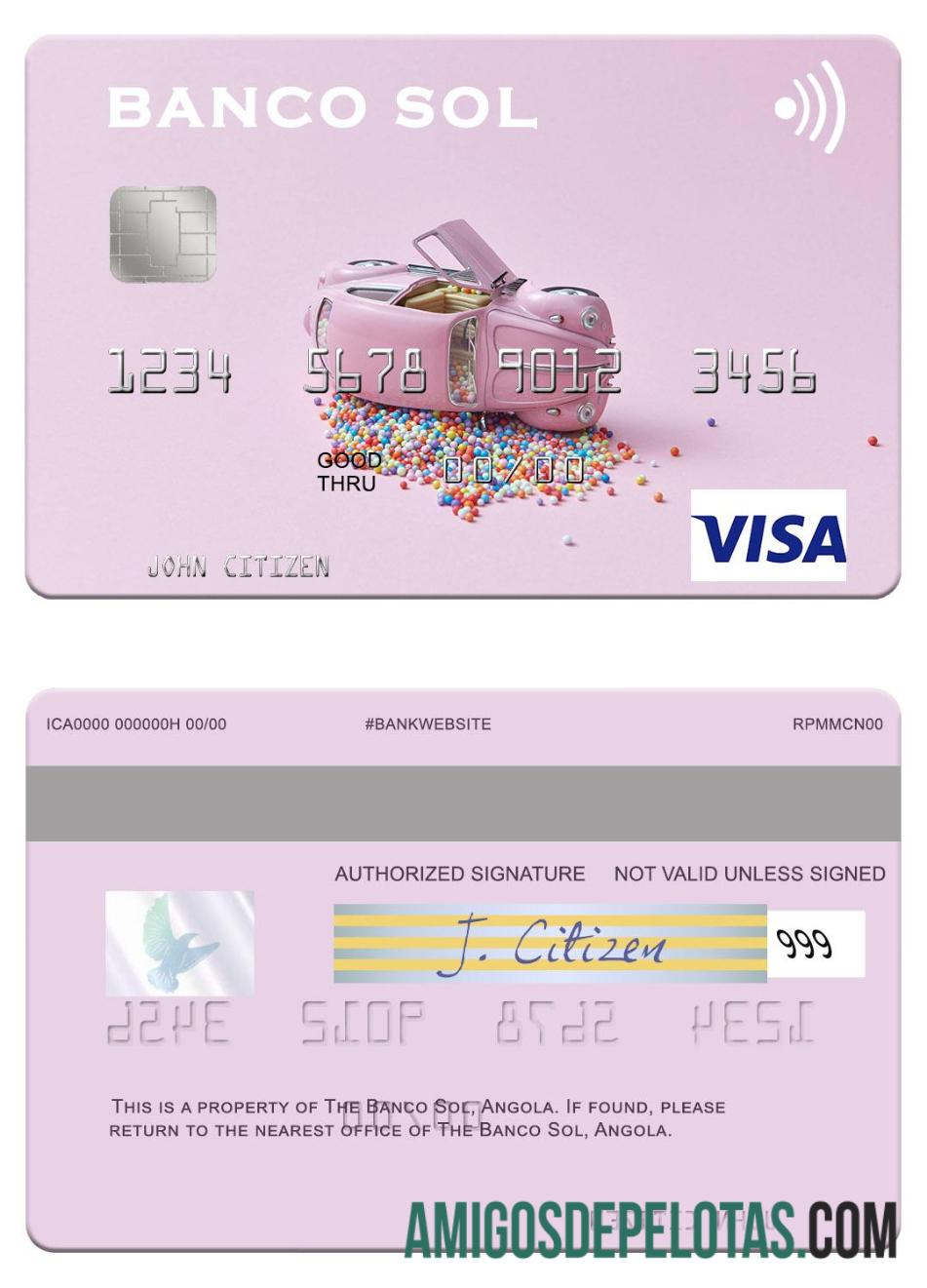 Angola Banco Sol visa kartu templat