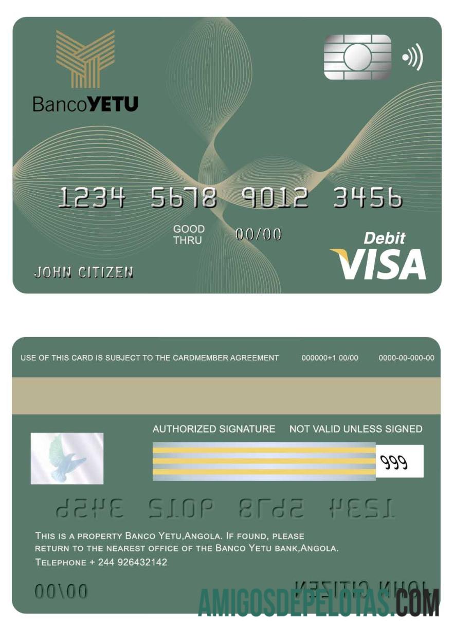 Angola Banco Yetu visa kartu templat