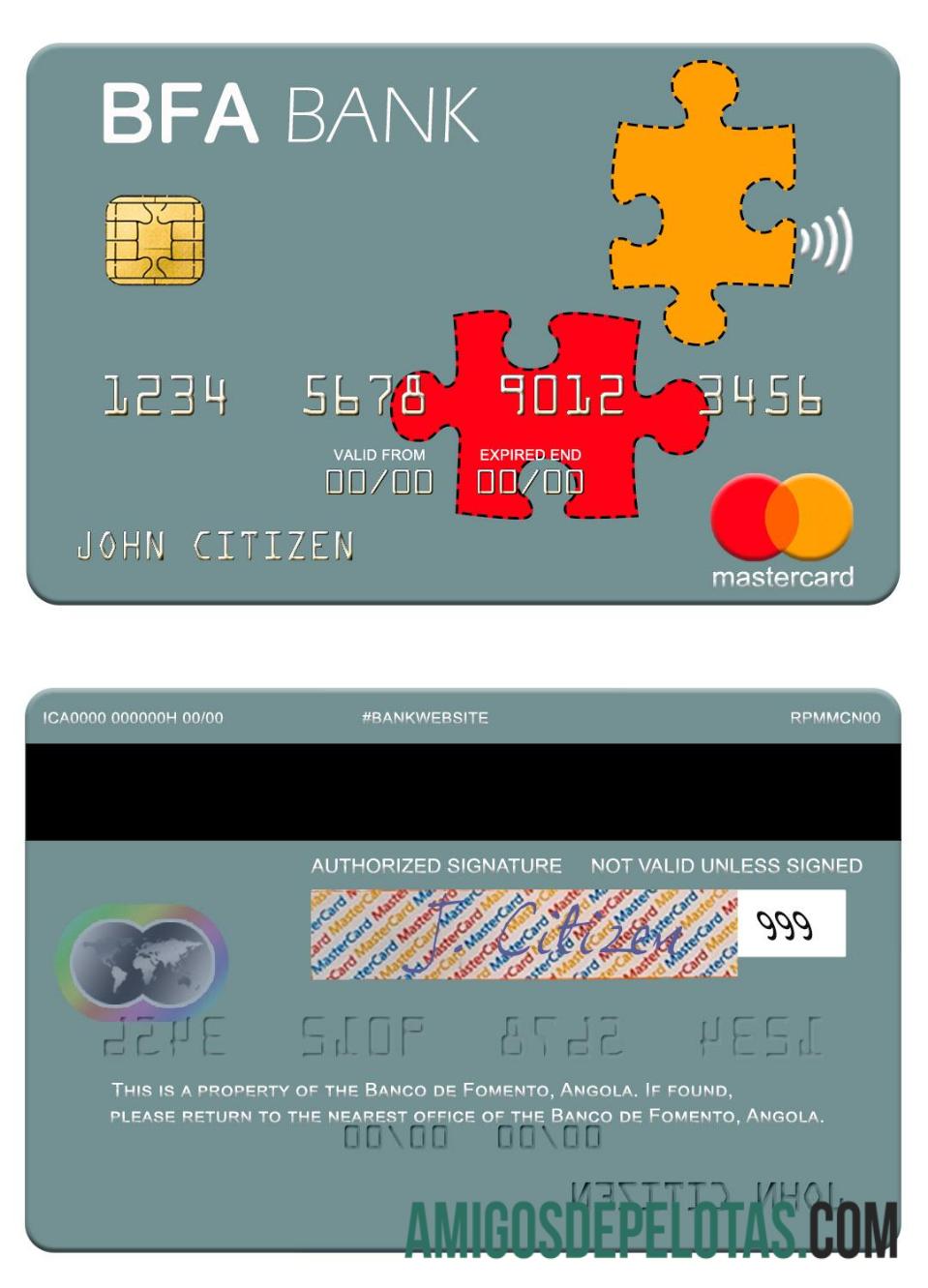 Angola Banco de Fomento mastercard sampel