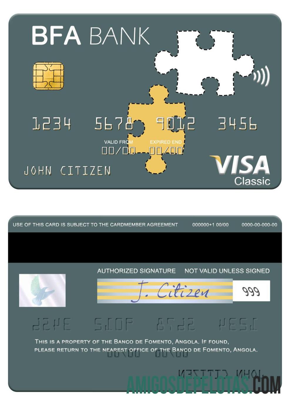 Angola Banco de Fomento visa kartu desain