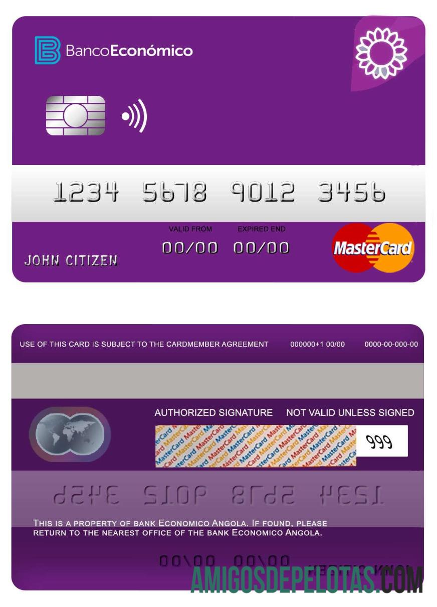 Angola bank Economio mastercard desain