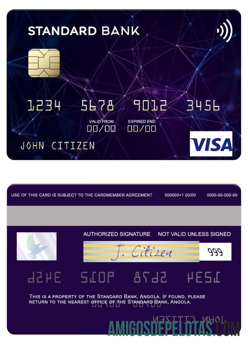 Angola standar bank visa kartu desain