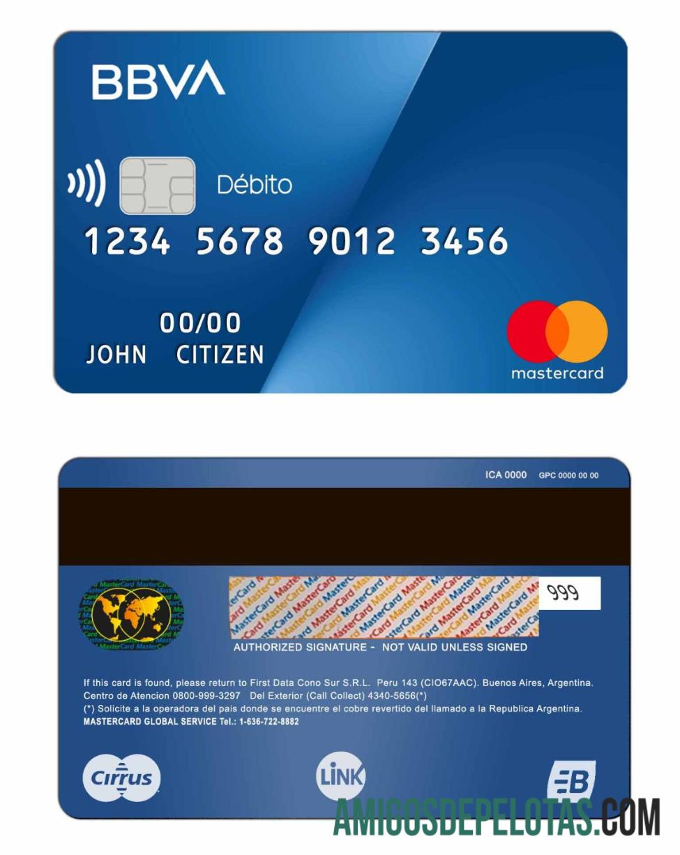 Argentina BBVA bank mastercard sampel