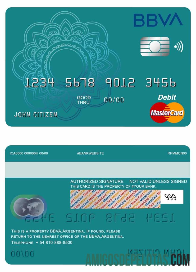 Argentina BBVA bank mastercard Debit desain